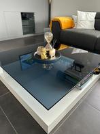 Moderne glazen salontafel wit hooglans, Huis en Inrichting, Tafels | Salontafels, 50 tot 100 cm, Minder dan 50 cm, Glas, Modern