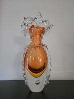 Grote zware oranje kristallen murano vaas, Antiek en Kunst, Ophalen