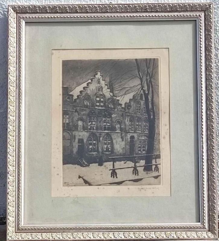 gravure ypres signe maurice emile blieck, Antiek en Kunst, Kunst | Etsen en Gravures, Ophalen of Verzenden