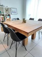 Prachtige robuuste eettafel in hout 140*140*77cm, Huis en Inrichting, Ophalen, Gebruikt, Vierkant, Vijf personen of meer