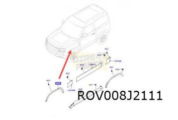 Land Rover New Defender (12/19-) Wielkuiplijst Links voor (N, Envoi, Neuf, Land Rover, Garde-boue