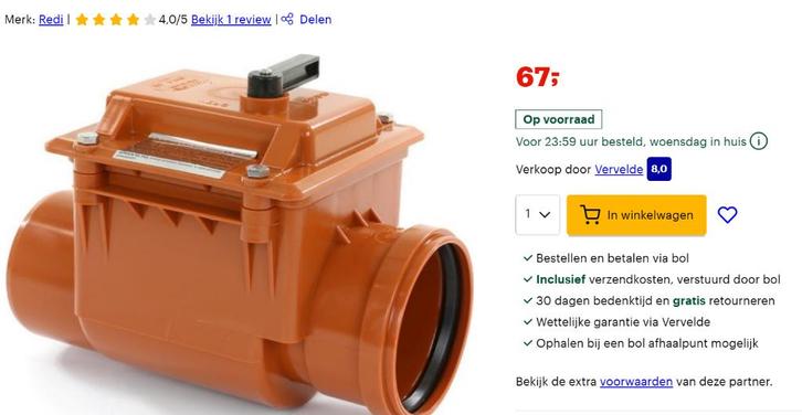 Redi ontstoppingsstuk 110mm Pvc manchet mof, Doe-het-zelf en Bouw, Buizen en Afvoer, Nieuw, PVC, Ophalen of Verzenden