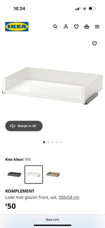 Ikea Pax komplement schuiven 100x58, Enlèvement, Comme neuf