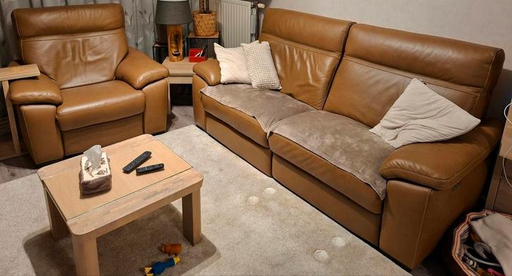 Zetels Natuzzi Editions leder, Huis en Inrichting, Zetels | Zetels, Gebruikt, Rechte bank, Driepersoons, 200 tot 250 cm, 100 tot 125 cm