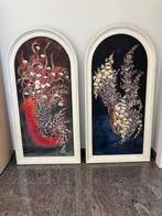 Schilderij in halfronde kader (bloemen), Antiek en Kunst, Ophalen