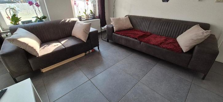 Salon 3 + 2 places, Maison & Meubles, Canapés | Salons, Comme neuf, Cuir, Enlèvement