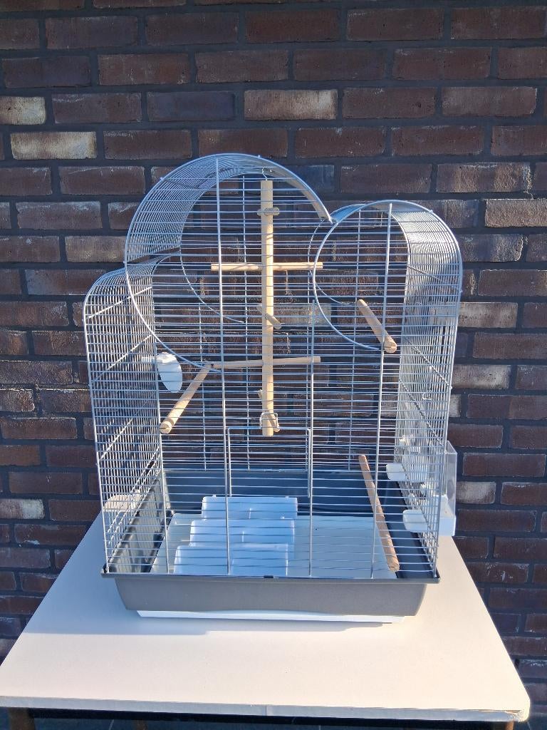 Vogelkooi Duvo Eliza grijs met zwart, Ophalen, Gebruikt, Metaal, Vogelkooi