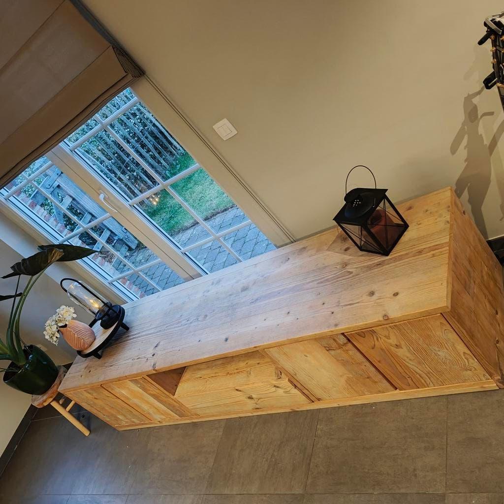 Meuble bas (TV) en bois d'échafaudage., Maison & Meubles, Accessoires pour la Maison | Coffres, Enlèvement