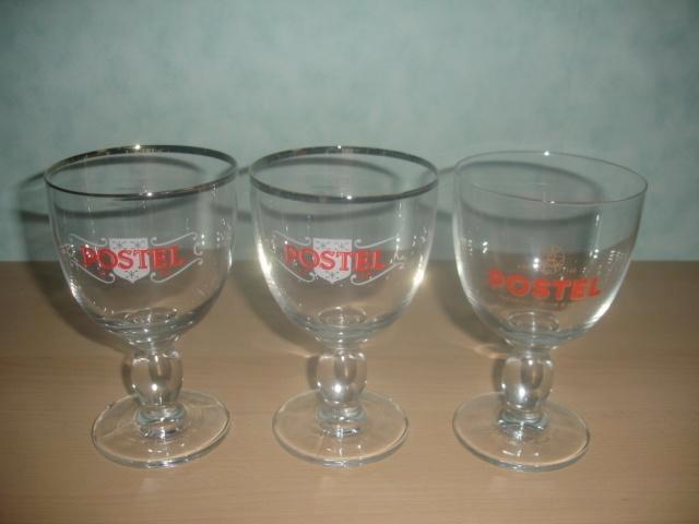 Bierglas Postel, 33cl Abdijbier, 3 stuks aan € 1,50 stuk., Verzamelen, Biermerken, Zo goed als nieuw, Glas of Glazen, Overige merken