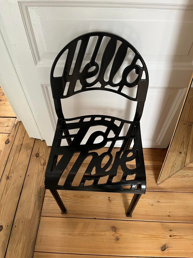 2 chaises identiques en métal noir, Enlèvement, Utilisé