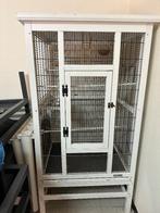Witte houten vogelkooi binnen & buiten, Ophalen, Zo goed als nieuw, Hout, Vogelkooi