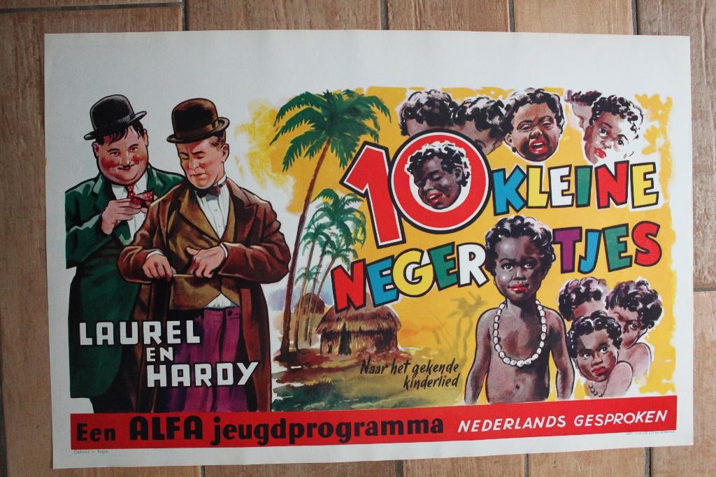 filmaffiche Laurel And Hardy 10 kleine negertjes filmposter, Verzamelen, Posters, Zo goed als nieuw, Film en Tv, A1 t/m A3, Rechthoekig Liggend
