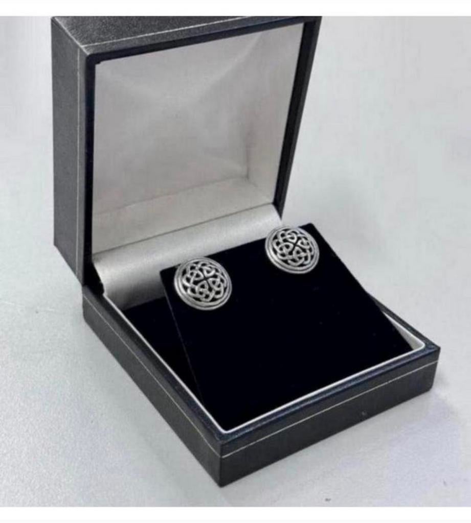 Manchetknopen neverending oorbellen antiek zilver zilveren, Handtassen en Accessoires, Manchetknopen, Zo goed als nieuw, Zilver