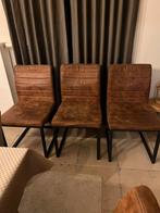 Stijlvolle stoelen, 4,st, cognac vegan leer, zwart u frame, Maison & Meubles, Chaises, Brun, Enlèvement, Utilisé, Cuir