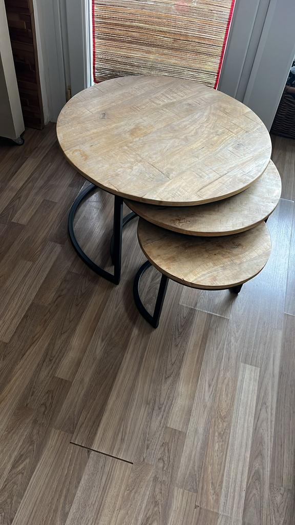 3-delige ronde salontafel set, Ophalen, Gebruikt, Metaal