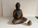 Grand Bouddha Méditation - Plâtre Patiné "Bronze" - Vintage, Enlèvement