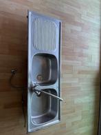 Dubbele wasbak, inclusief kranen, Ophalen, Gebruikt, Grijs