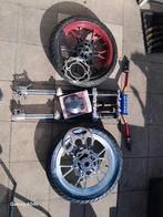 Voorvork compleet met fat bar pro taper voor en achterwiel, Fietsen en Brommers, Brommers | Derbi, Ophalen