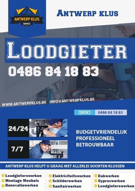Loodgieter Antwerpen - 0486841883, Hobby en Vrije tijd, Overige Hobby en Vrije tijd, Verzenden