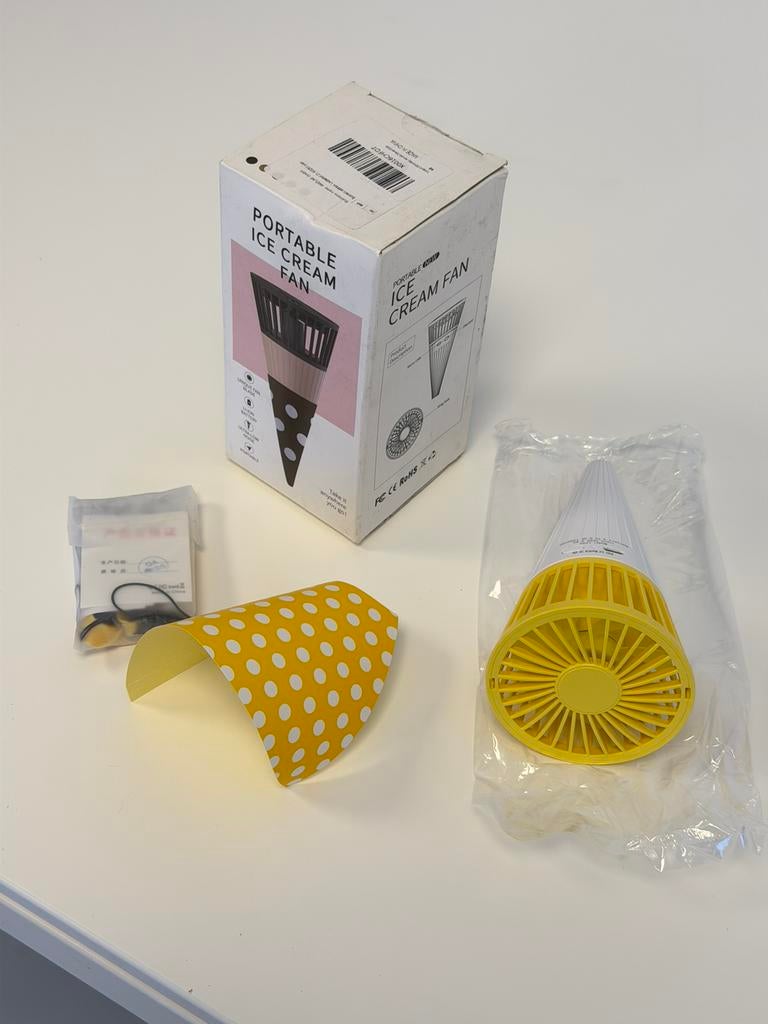 USB Ventilator IJsje Oplaadbaar Stil Handventilator Geel ijs, Elektronische apparatuur, Ventilatoren, Nieuw, Overige, Ophalen of Verzenden