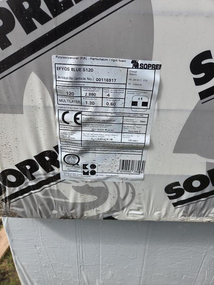 Isolatie Pir 12cm in totaal 13m2 platen, Bricolage & Construction, Isolation & Étanchéité, Neuf, Isolation de sol, Isolation des murs