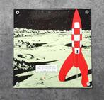 Kuifje raket naar de maan emaillen verzamel bord, Ophalen of Verzenden, Gebruikt, Reclamebord