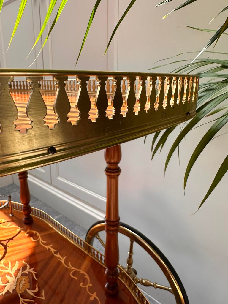 Vintage Italiaanse serveerwagen, marqueterie inleg, Antiek en Kunst, Antiek | Woonaccessoires, Ophalen