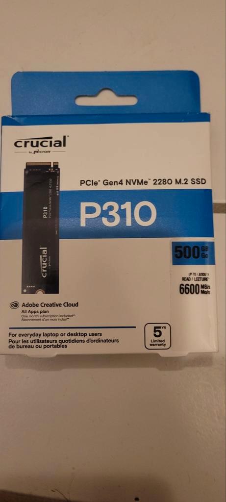 Ssd crucial 500 gb neuf m.2 nvme + heatsink, Computers en Software, Harde schijven, Nieuw, Intern, SSD, Overige aansluitingen