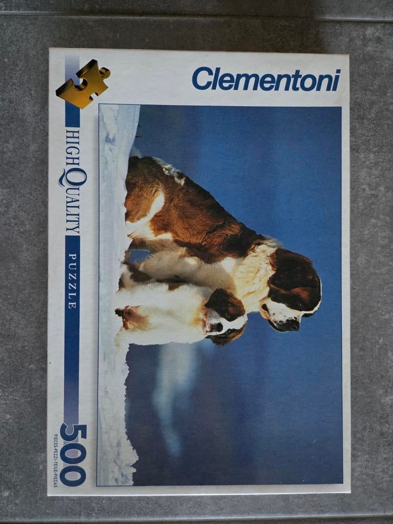 Puzzel 500st Sint-Bernard hond in sneeuw, Ophalen of Verzenden, 500 t/m 1500 stukjes, Gebruikt, Legpuzzel