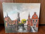 Schilderij - Brugge - Rozenhoedkaai (2), Antiek en Kunst, Ophalen