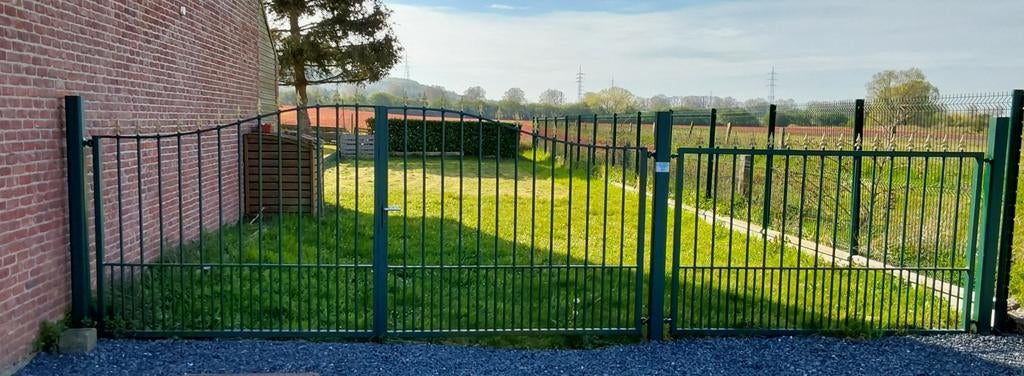 Portail vert 2 vantaux  4m +1partie fixe 2,5mVoir descriptif, 200 cm ou plus, Portail battant, Acier, Utilisé