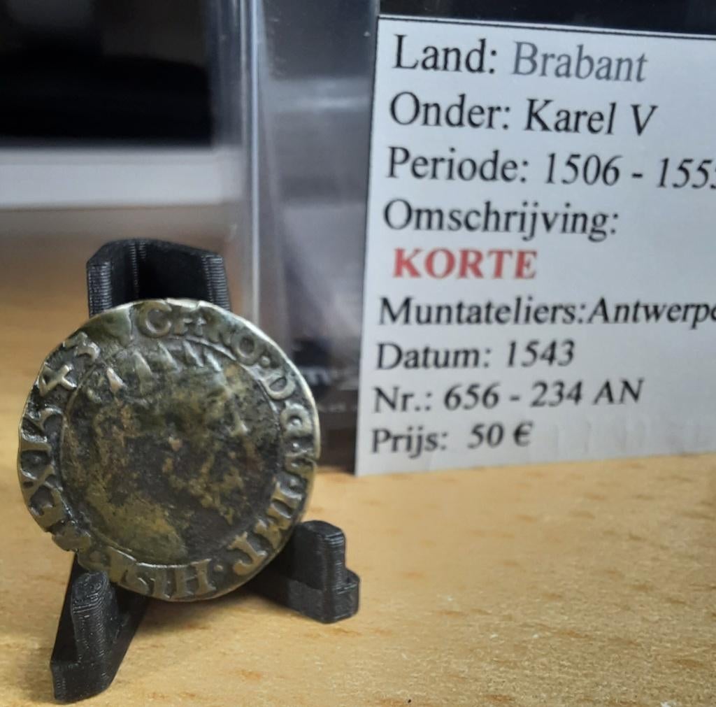 Korte - 1543 - Antwerpen - Karel V (1506-1555) @50€, Postzegels en Munten, Munten | België, Ophalen of Verzenden, Losse munt