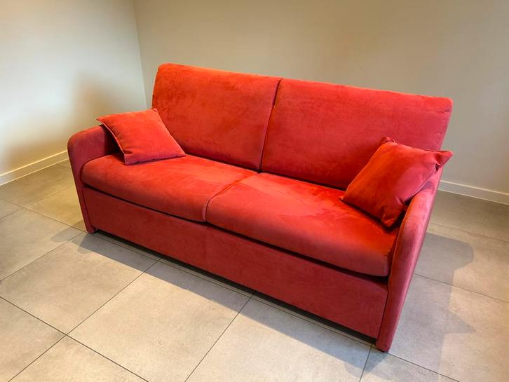 Zetelbed- slaapbank, Maison & Meubles, Chambre à coucher | Canapés-lits, Utilisé, 140 cm, 200 cm, Deux personnes, Rouge, Enlèvement