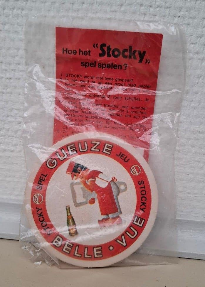 Spel Stocky  Gueuze Bell Vue, Verzamelen, Biermerken, Ophalen of Verzenden, Zo goed als nieuw, Viltje(s), Overige merken