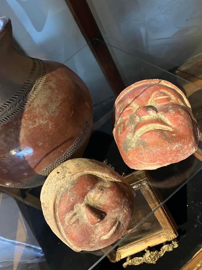 2 authentieke pré Colombiaanse maskertjes, Antiek en Kunst, Ophalen of Verzenden