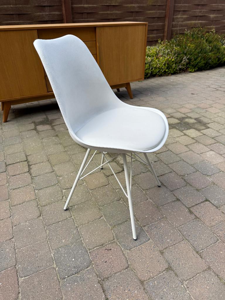 Stoelen eetkamer 6 stuks wit modern, Ophalen, Overige materialen, Gebruikt, Vijf, Zes of meer stoelen