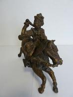 Bronzen Tribal-Art krijger op paard 4.8kg 28cm op 22cm, Ophalen of Verzenden, Brons