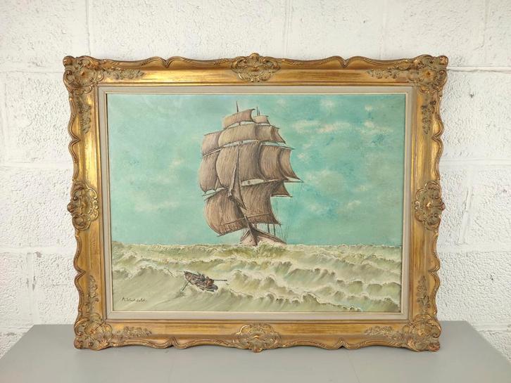 M. Wustefeld - groot zeilschip, Antiquités & Art, Art | Peinture | Classique, Enlèvement