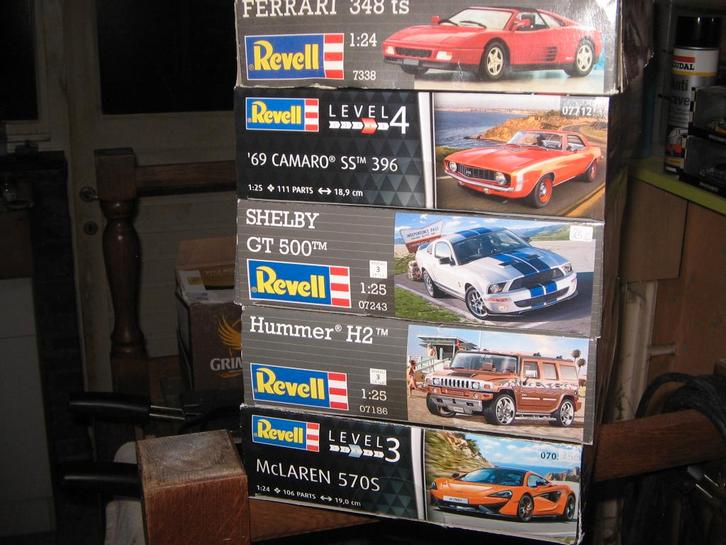 revelbouwdozen van auto's op 1/25, Hobby en Vrije tijd, Modelbouw | Auto's en Voertuigen, Nieuw, Auto, Revell, Ophalen of Verzenden