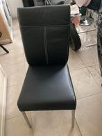 6 stoelen, zwart leder, Huis en Inrichting, Stoelen, Ophalen, Zo goed als nieuw