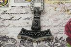Thor Hamer Hanger met Odal Rune ketting, Verzenden, Nieuw, Zilver, Met hanger