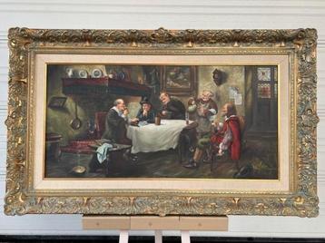 1 grote olie schilderij op doek gesigneerd  beschikbaar voor biedingen