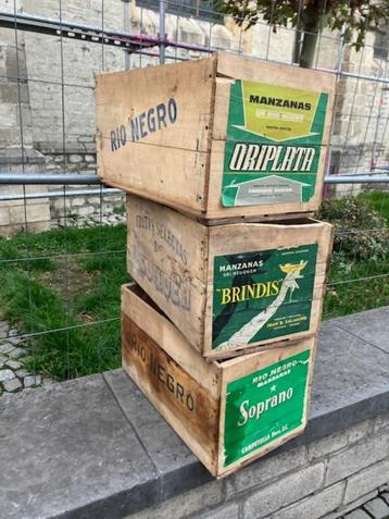 3 OUDE FRUITKISTJES UIT ARGENTINIE SOPRANO ORIPLATA BRINDISI beschikbaar voor biedingen
