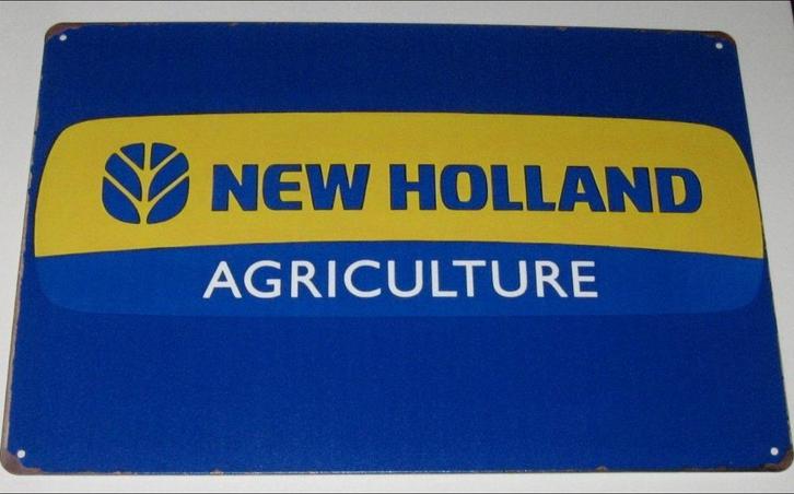 NEW HOLLAND TRACTOR : Bord Logo New Holland Agriculture, Verzamelen, Merken en Reclamevoorwerpen, Nieuw, Reclamebord, Verzenden