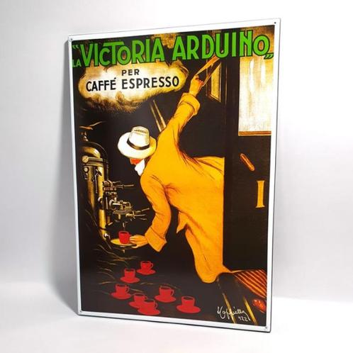 Victoria arduino caffe espresso emaillen bord reclame borden, Collections, Marques & Objets publicitaires, Comme neuf, Panneau publicitaire