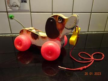 Fisher Price Toy 1965 Vintage Pull Toy Hond, houten Snoopy