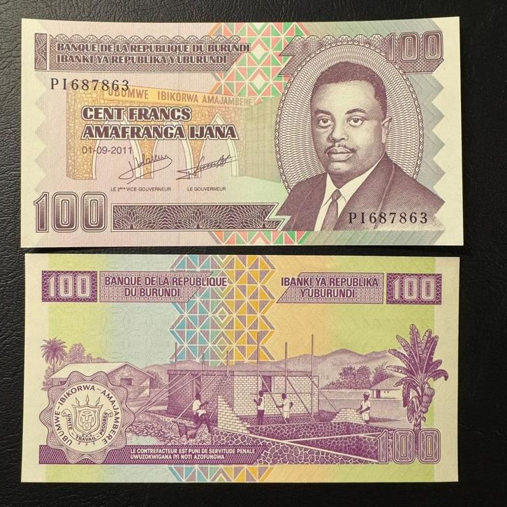Burundi - 100 Francs 2011 - P 44b - UNC - 284, Postzegels en Munten, Bankbiljetten | Afrika, Los biljet, Burundi, Verzenden