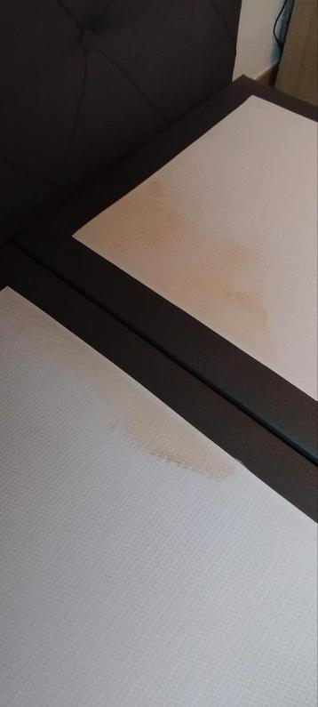 Lit boxspring 1m60 large, 2m long, tête de lit cuir Taupe, Autres couleurs, Enlèvement, Utilisé, 200 cm