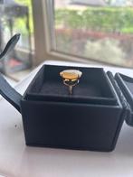 Gouden ring met edelstenen topaas en diamantjes, Handtassen en Accessoires, Ringen, Goud, Goud, Met edelsteen, Gebruikt