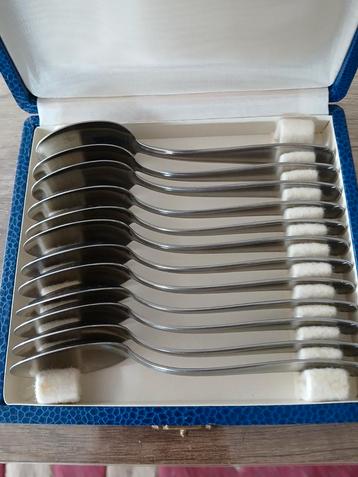 Vintage lepeltjes koffer (12 delig), Huis en Inrichting, Keuken | Bestek, Ophalen of Verzenden, Zo goed als nieuw, Los bestek